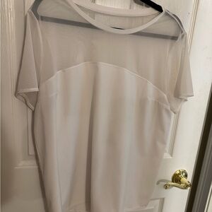 Zella Sheer White Short Sleeve Top